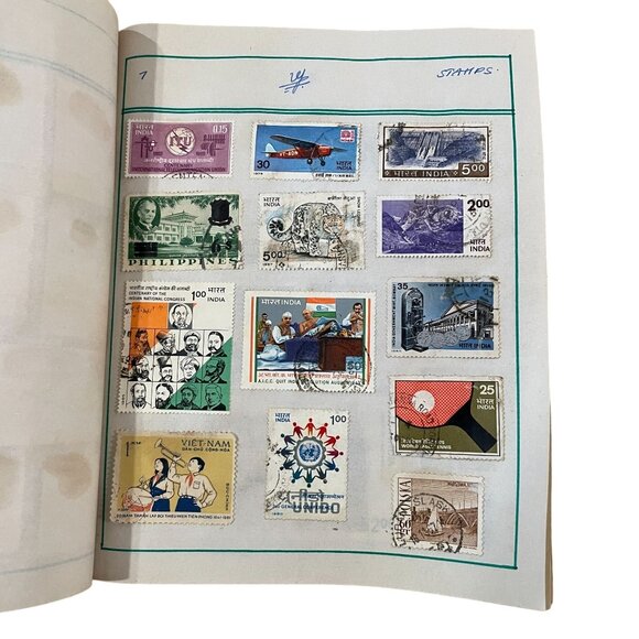 Vintage Global Stamp Collection Booklet - 15 Pages Unique Stamps Post Marked - Picture 7 of 10